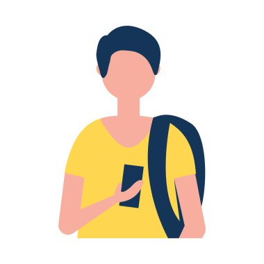 Genç adam akıllı telefon aygıtı kullanıyor