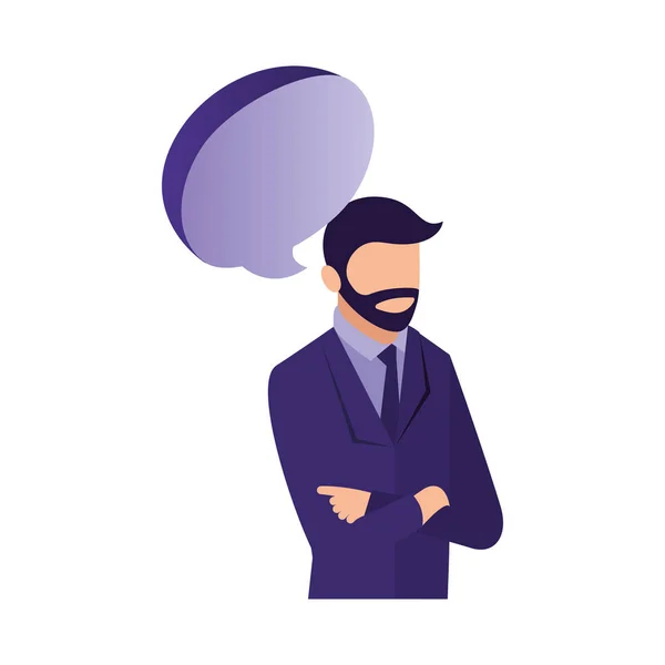 Businessman portrait speech bubble communication — Stock Vector