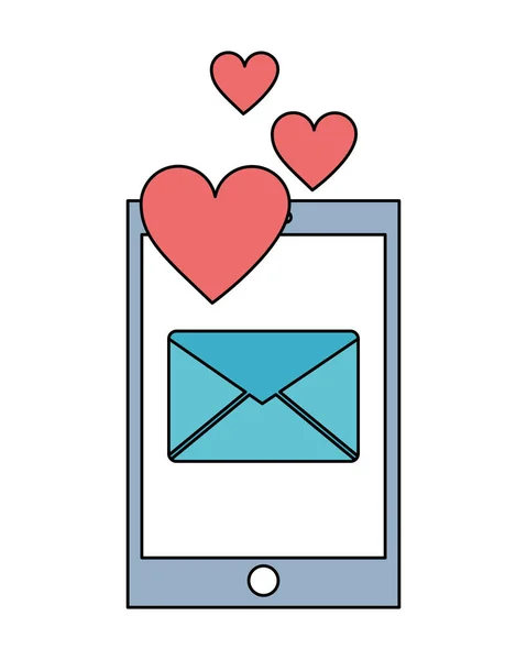 Smartphone mit Briefumschlag und Herz-Symbol — Stockvektor