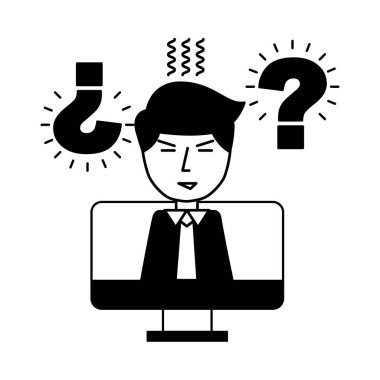 işadamı izole simgesi ile bilgisayar monitörü