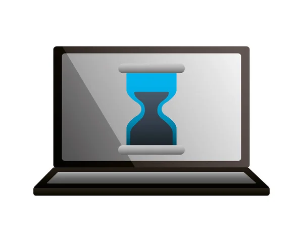 Laptop uur glas tijd Business — Stockvector