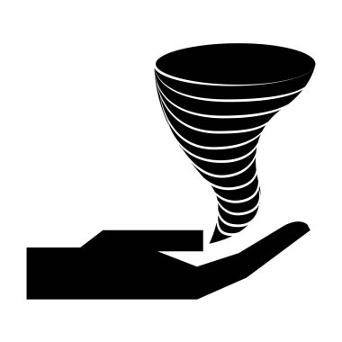 twister siluet izole simgesi ile el
