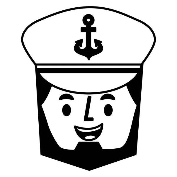 Kaptan denizci yüz karikatür portre — Stok Vektör