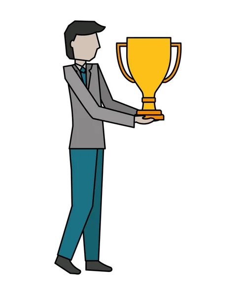 Obchodník držící trofej úspěšný — Stockový vektor