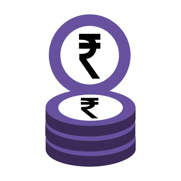 Indian ruppe coins stack business money — Stock Vector