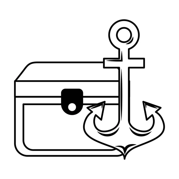Coffre au trésor et ancre maritime — Image vectorielle
