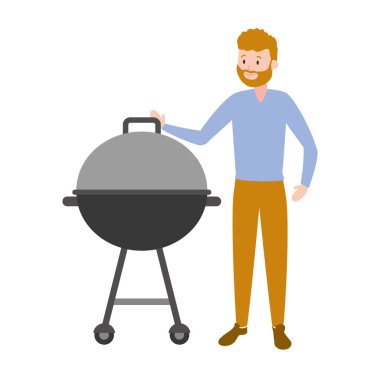 barbekü ızgara ile adam