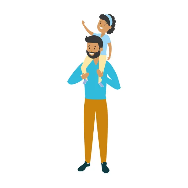 Padre con hija pequeña — Vector de stock