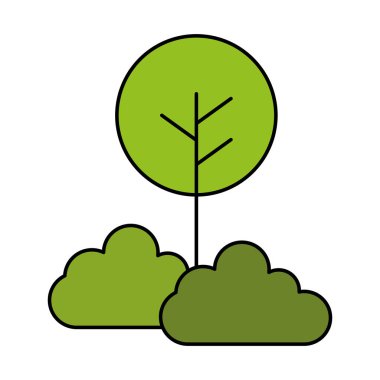 beyaz arka plan üzerinde yeşil yuvarlak ağaç çalılar