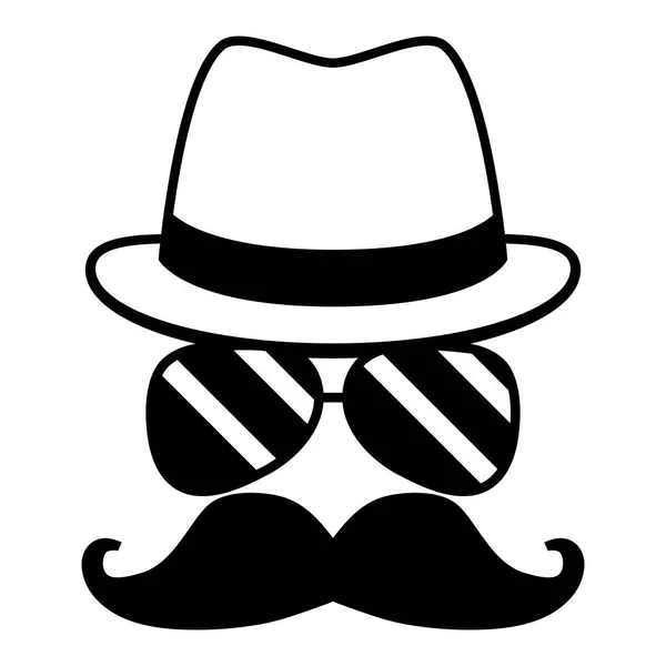 Lunettes de moustache chapeau hipster — Image vectorielle
