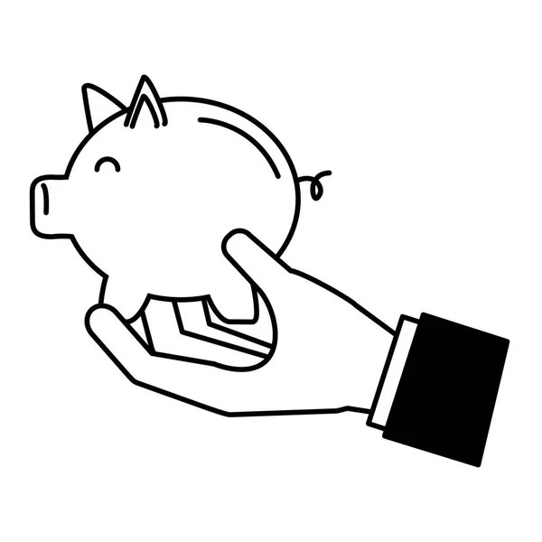 Ręka z Piggy oszczędności bankowych — Wektor stockowy
