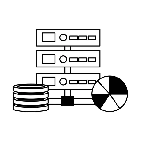 Serveur de base de données monnaie statistiques fintech — Image vectorielle