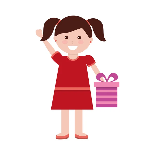Szczęśliwy dziewczyna z prezent pudełko urodziny — Wektor stockowy