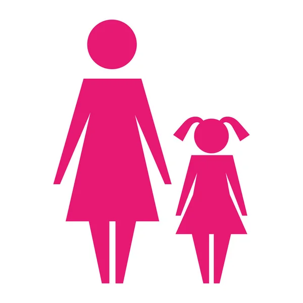 Femme mère et fille pictogramme féminin — Image vectorielle