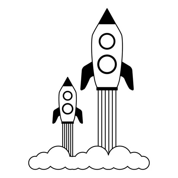 Launch rockets spaceship — Stock Vector