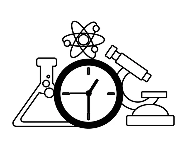 Microscopio atómico de ciencia escolar — Vector de stock