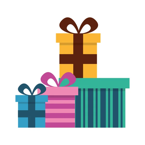 Anniversaire boîtes cadeaux surprises célébration — Image vectorielle