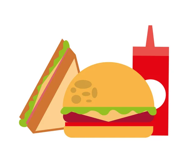 Νόστιμο φαστ φουντ με το εικονίδιο απομονωμένη σάλτσα — Διανυσματικό Αρχείο