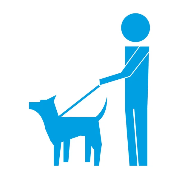Man walking with pet dog pictogram image — Stock Vector