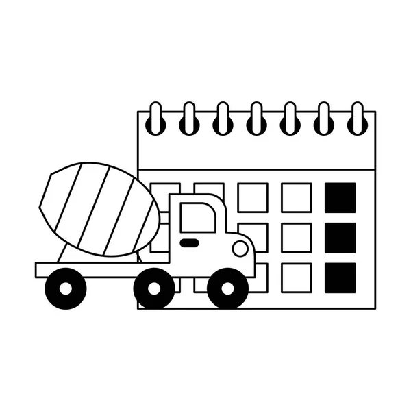 Mixer truck kalender dag van de arbeid — Stockvector