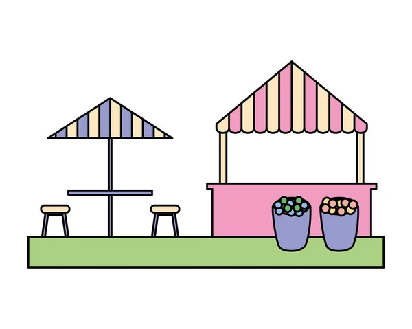Парк стенд и зонтичный стол цветы — стоковый вектор
