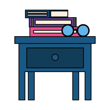 komodinde masa simgesi kitapları