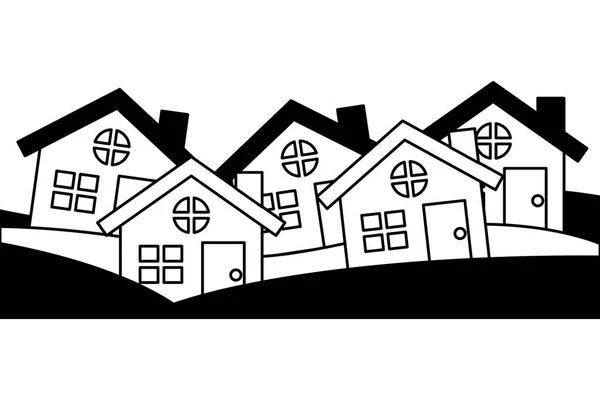 Maisons bâtiments silhouette icône — Image vectorielle
