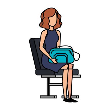 turist kız çanta Havaalanı sandalye ile