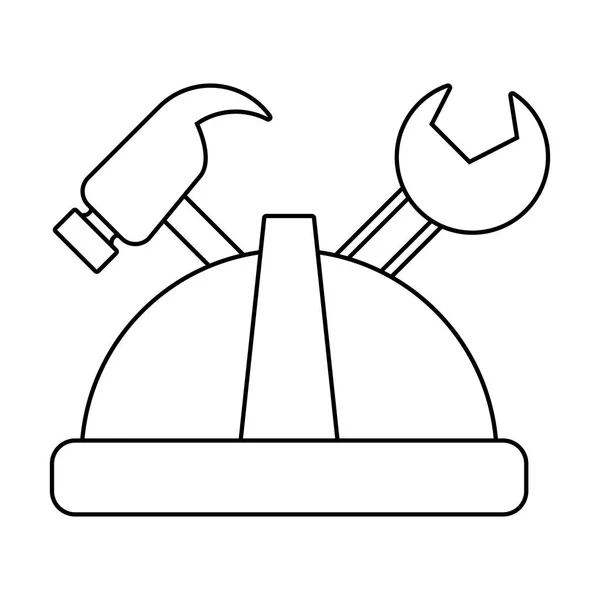 Helm moersleutel en hamer — Stockvector