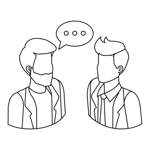 Couple of men with speech bubble — Stock Vector