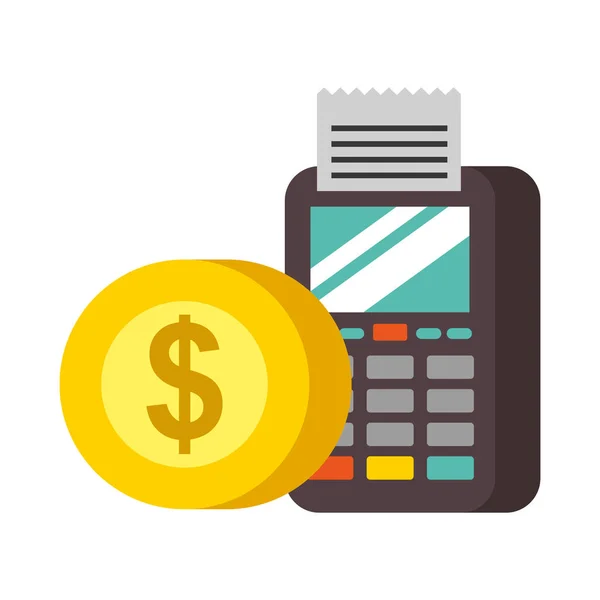 Terminalen bekräftar mynt pengar NFC betalning — Stock vektor