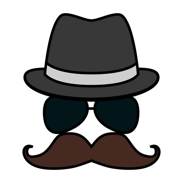 Hipster kapelusz wąsy okulary — Wektor stockowy