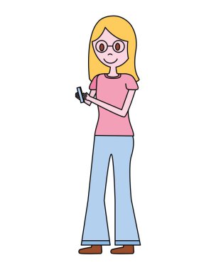 smartphone avatar karakter olan kadın