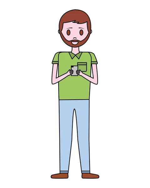 Smartphone avatar karakter ile genç adam — Stok Vektör
