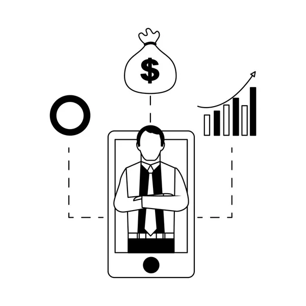 businessman in smartphone business money report