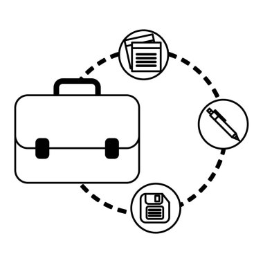 belgeler ve disket ile portföy evrak çantası