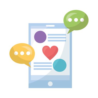 konuşma kabarcıkları ve kalp ile akıllı telefon