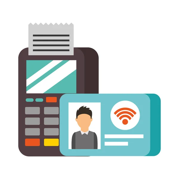Terminal bevestigt ID-kaart NFC-betaling — Stockvector
