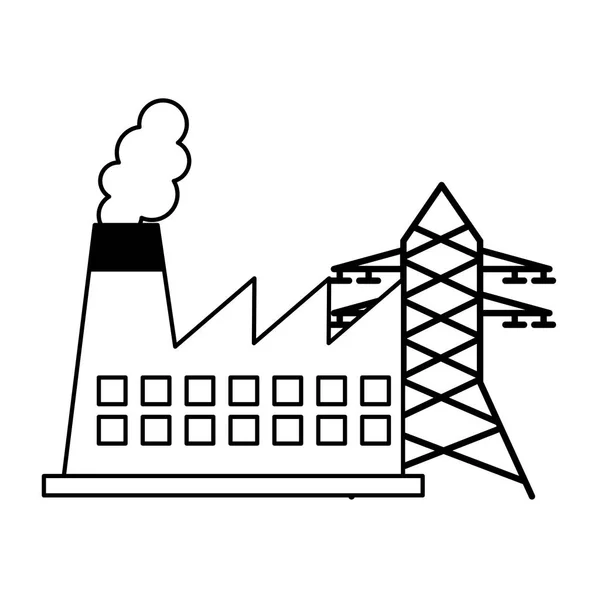 Energii elektrycznej z fabryki i wieży odnawialnej — Wektor stockowy