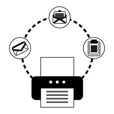 zarf ve pano ile yazıcı makinesi