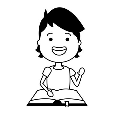 Açık kitap ikonuna sahip genç adam