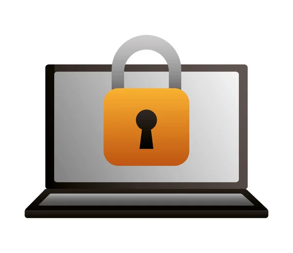 Laptop security protection digital information — Stock Vector