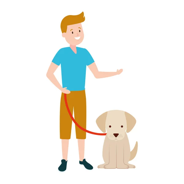 Jongen met zijn hond — Stockvector