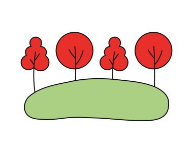 beyaz arka plan üzerinde ağaçlar orman çayır