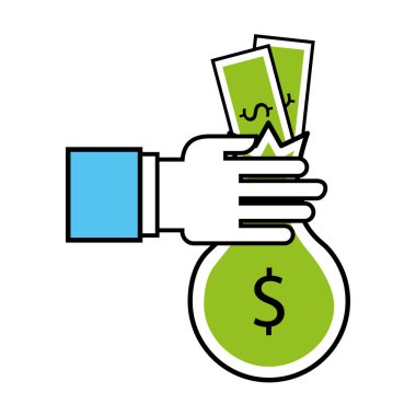 Çanta para izole simgesiyle el