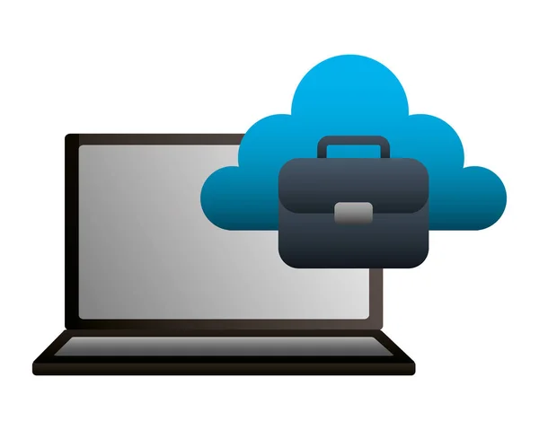 Valigetta aziendale per computer portatile cloud computing — Vettoriale Stock