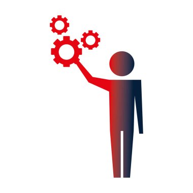 dişliler mekanik tekerlekler ile adam pictogram