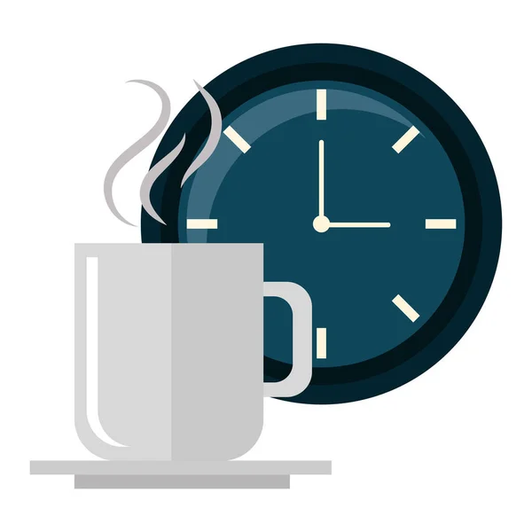 Clock time coffee cup — Stock Vector