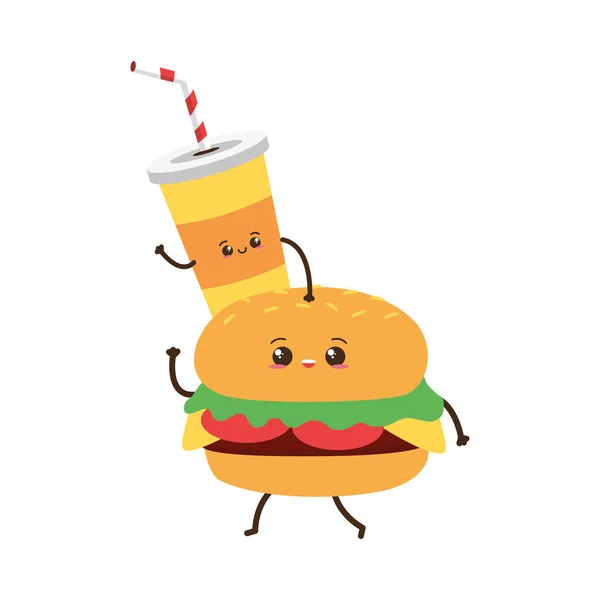 Fast food kawaii — Image vectorielle