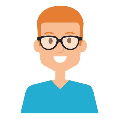 Gözlük avatar karakter ile genç adam